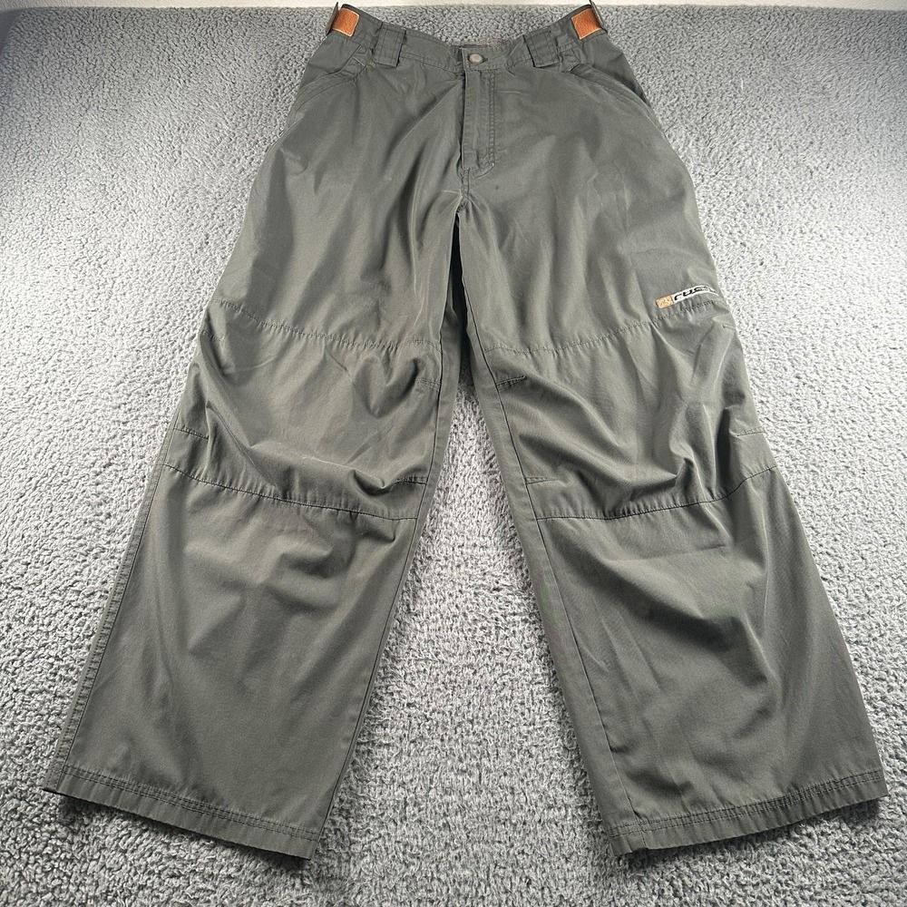 Vintage Rusty Tech Pants Mens 34(32 Fit) Green‎ Baggy Parachute Y2K Wide Leg